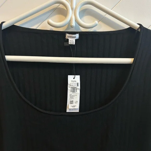 NEW Garage Black scoop neck ribbed mini Long Sleeve Dress size XL NWT - Picture 4 of 8
